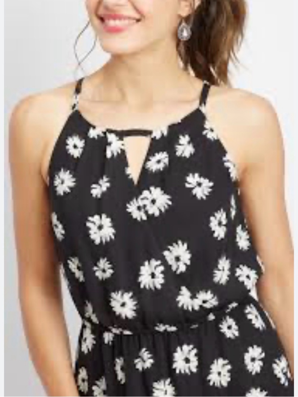 Maurices Black Dress with White Daisy Print Size Small